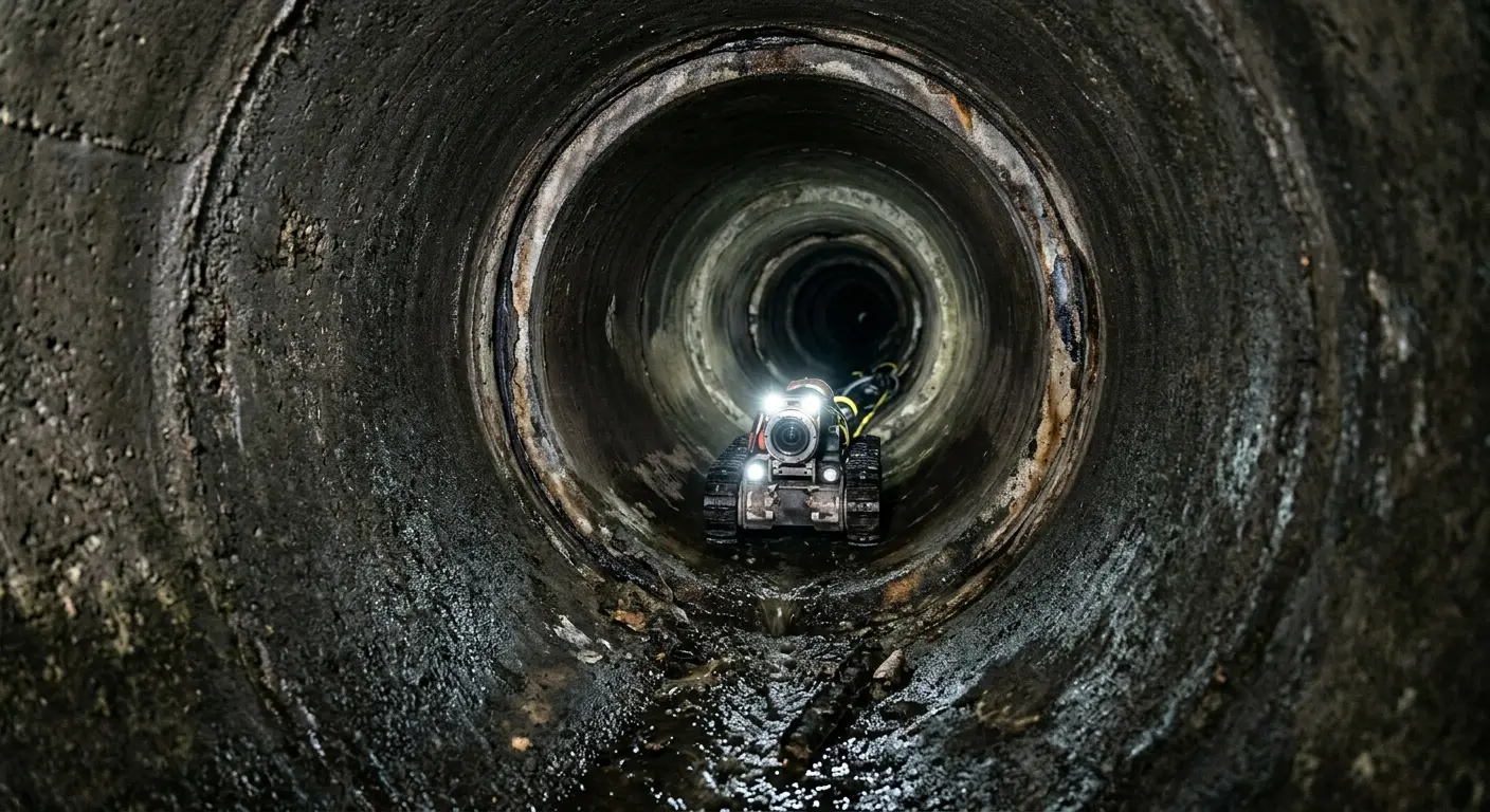 Robotic sewer camera inspecting pipe interior for Drain Snake Service in Birch Bay